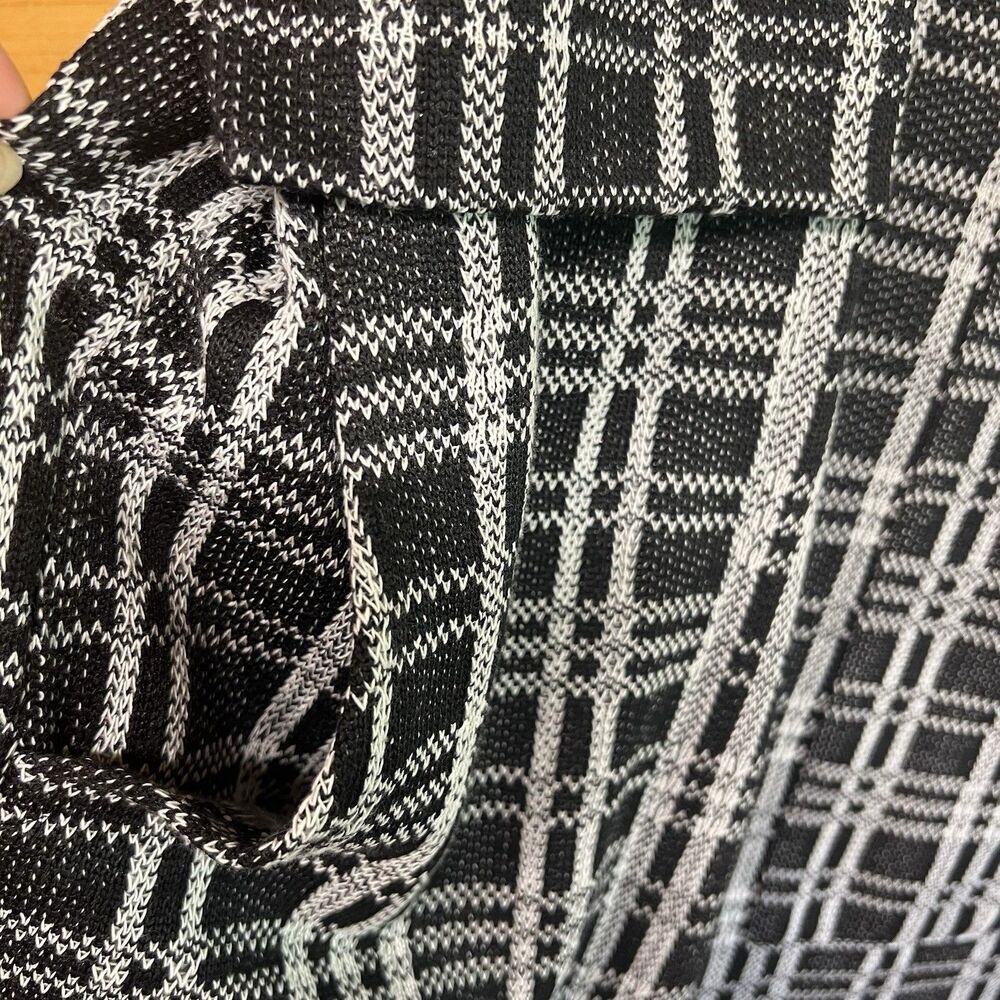 Zara Trafaluc Size L Jacquard Check Shift Mini Dress Black White Short Sleeve - Picture 3 of 5